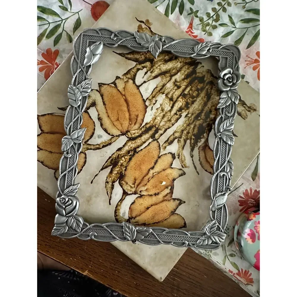 Metal Floral frame vintage art photo picture display framing silver Victorian
